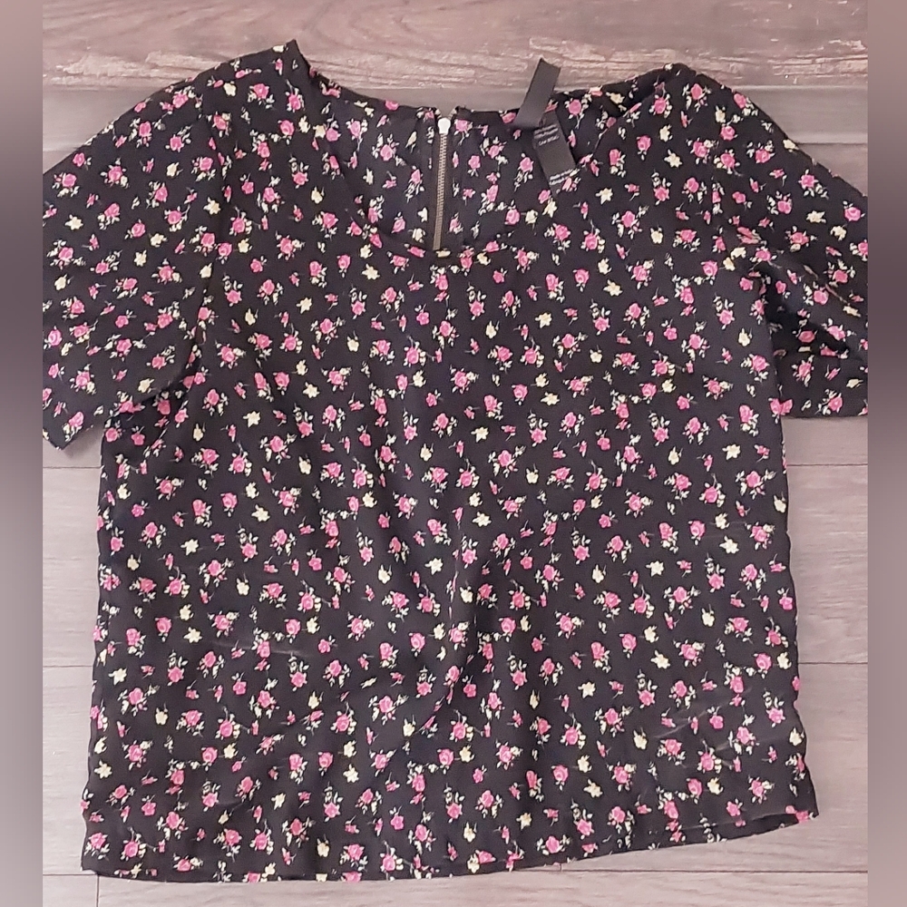 Floral Black Top